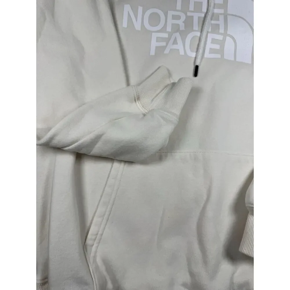 The North Face Hoodie Men’s Large Cream Pullover Sweatshirt Logo Fleece